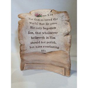 John 3:16 Ceramic Scroll Decoration 8.5" Tall x‎ 6.5" Wide